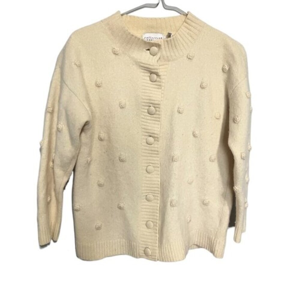 Vintage Hand Framed  Cream Cardigan M